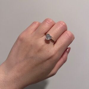 NWT Diamonique Gold Heart 2ct Engagement Ring